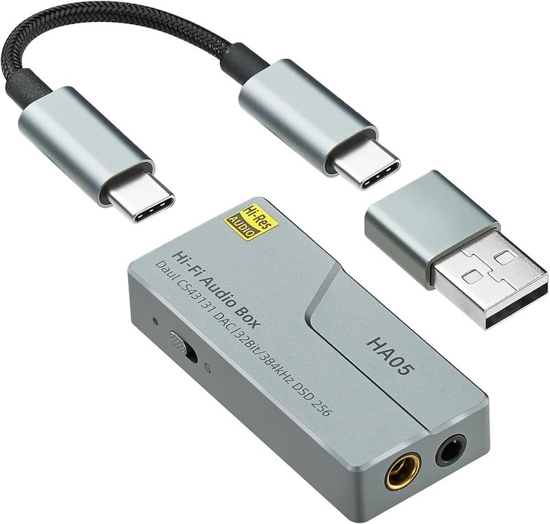 EYTSE مضخم صوت سماعات الرأس المحمول USB C HA05 المحسن، HiFi 32Bit/384kHz DSD256 مع فك تشفير مزدوج CS43131، محول DAC صغير، مخرجات متوازنة 3.5mm/4.4mm، محول صوت للهواتف/الكمبيوترات/اللاب توب/الأجهزة اللوحية - Image 1